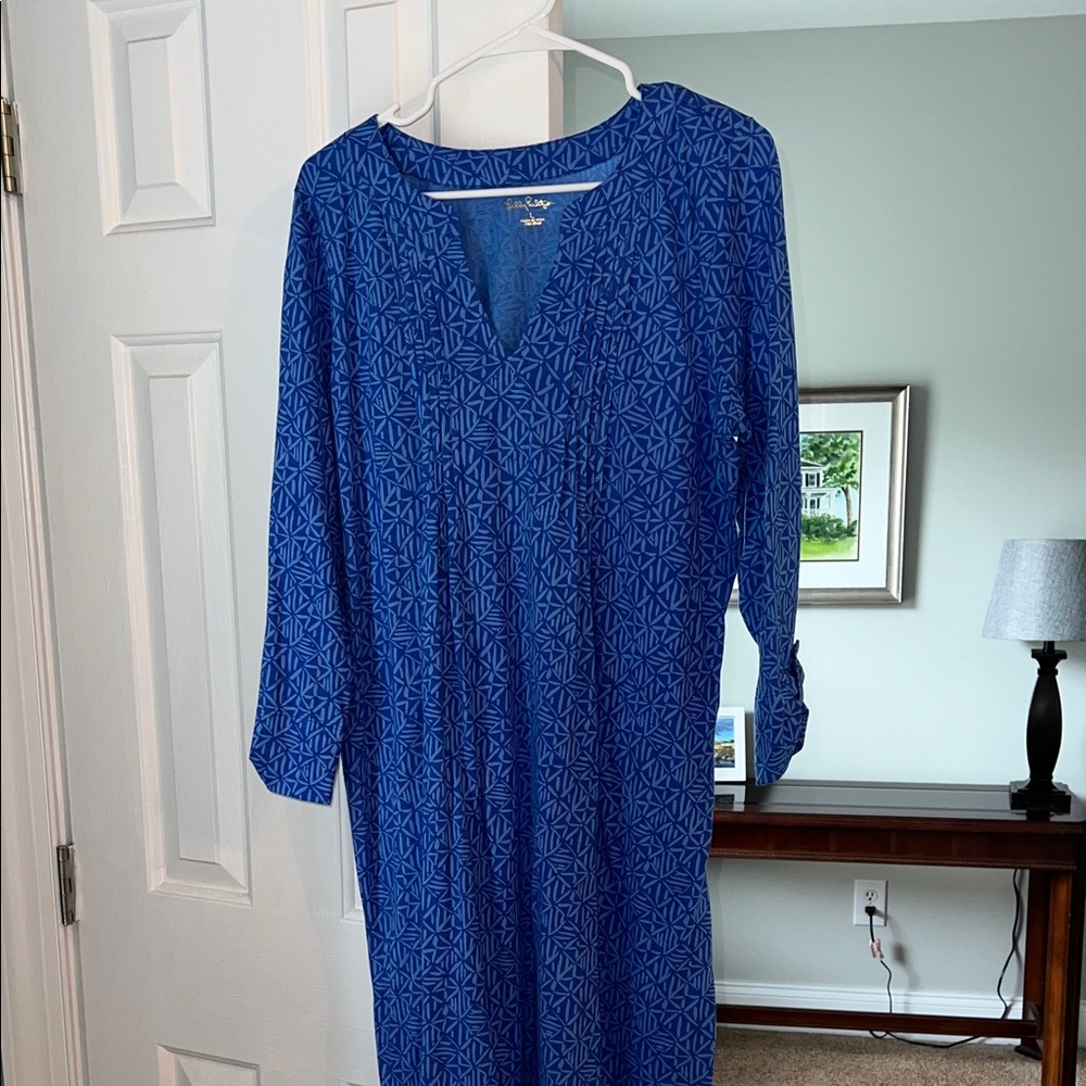 Blue Geometric Pattern Dress